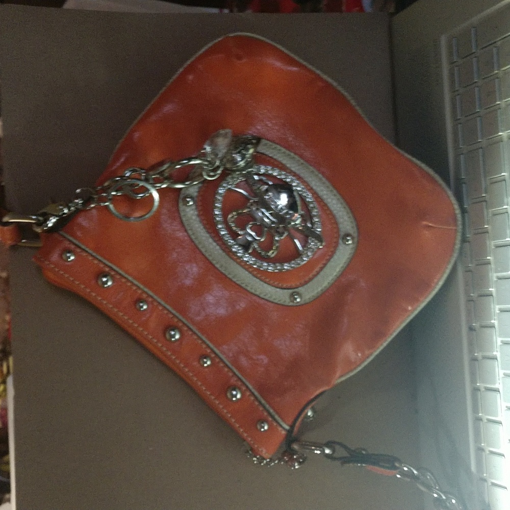 Kathy handbag orange with tan trim and gold